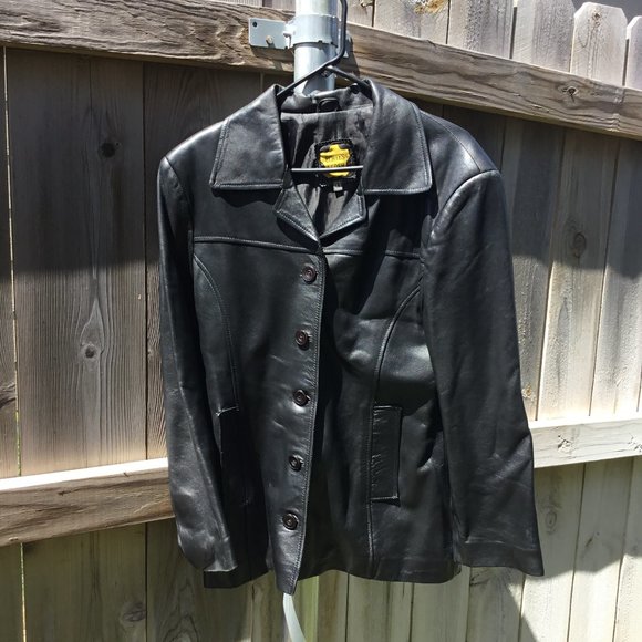 Echtes Leder - Woman Large - Lightweight - button-up Leather Jacket - Midweight - Picture 1 of 11